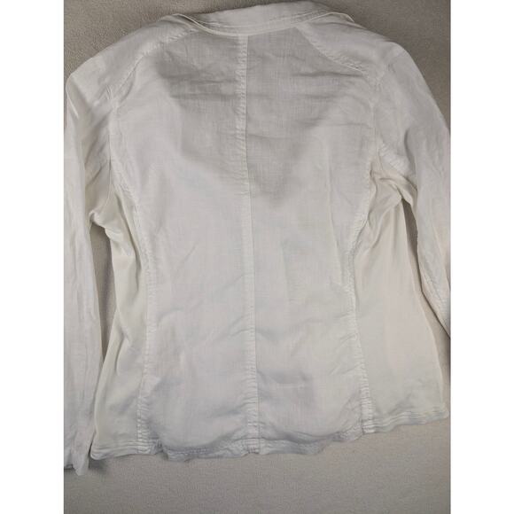 Eileen Fischer Blazer Organic Cotton Notched Collar Poplin Coat White Medium - Picture 4 of 7